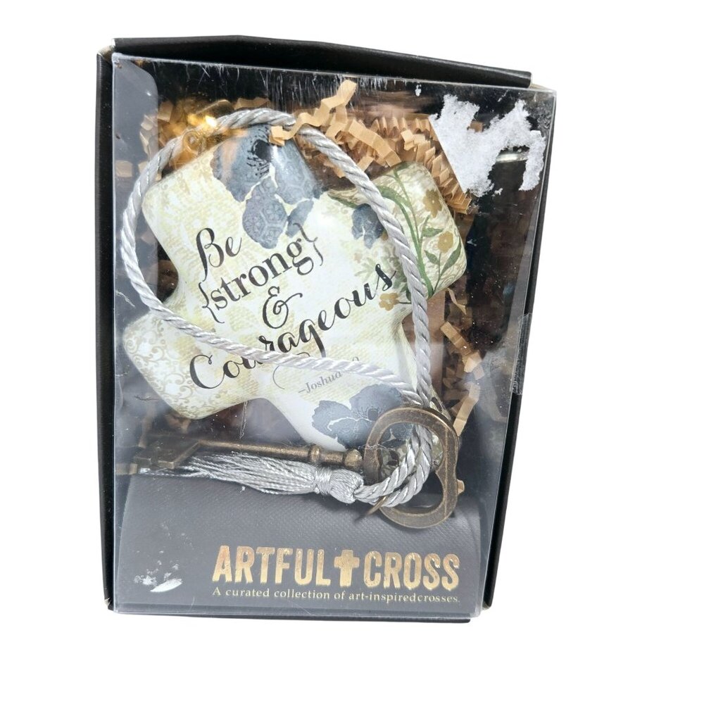 DEMDACO Artful Cross "Be Strong & Courageous" Joshua 1:9 4 Keepsake
